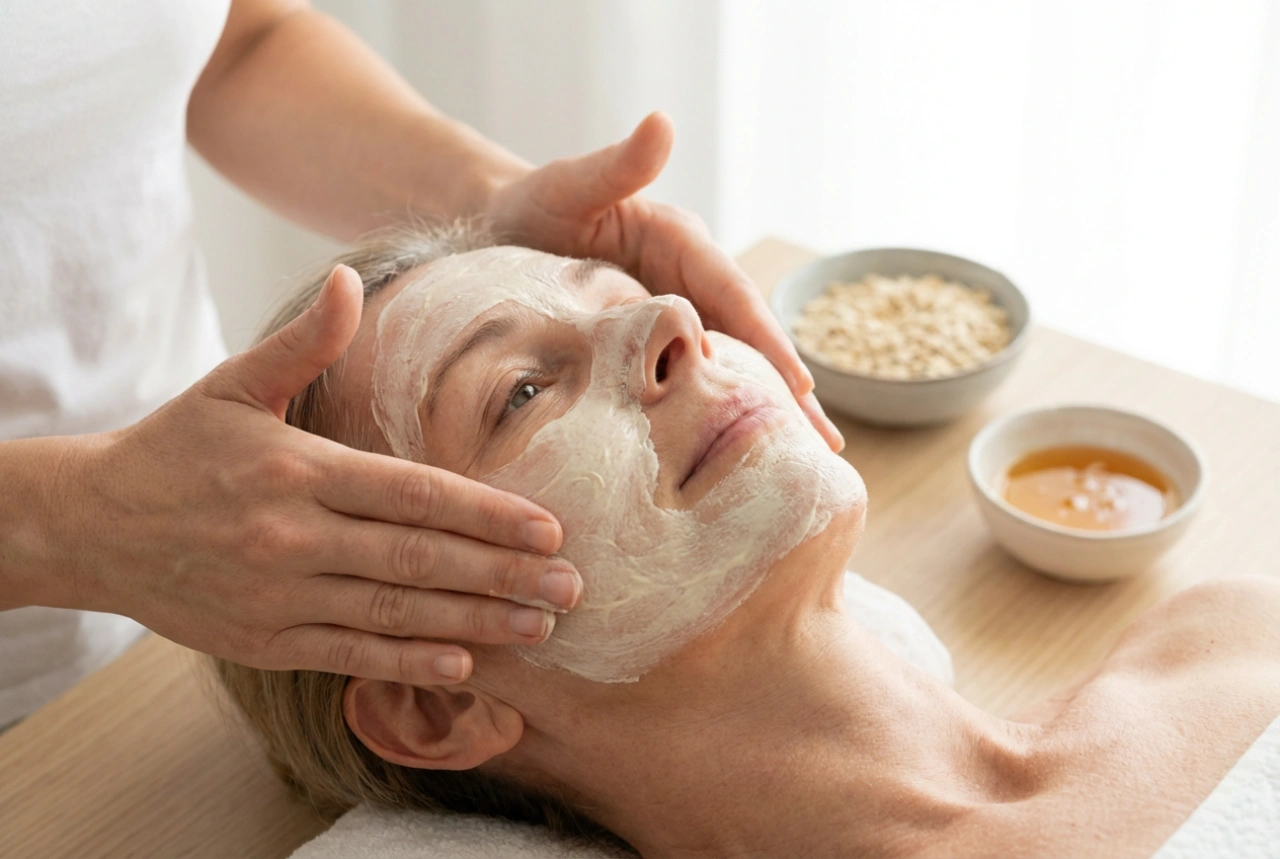 Zelfgemaakte gezichtsmaskers na 60: zachte formules en applicatiemethode
