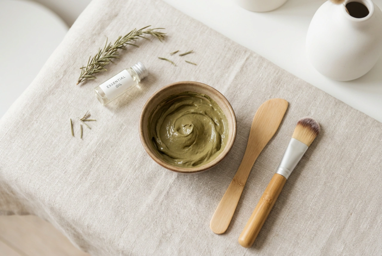 Groene kleimaskers: hoe je ze mengt, aanbrengt en de tijd bijhoudt