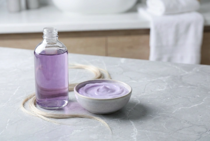 Paarse shampoo voor geel haar: hoe je een blonde tint koeler maakt