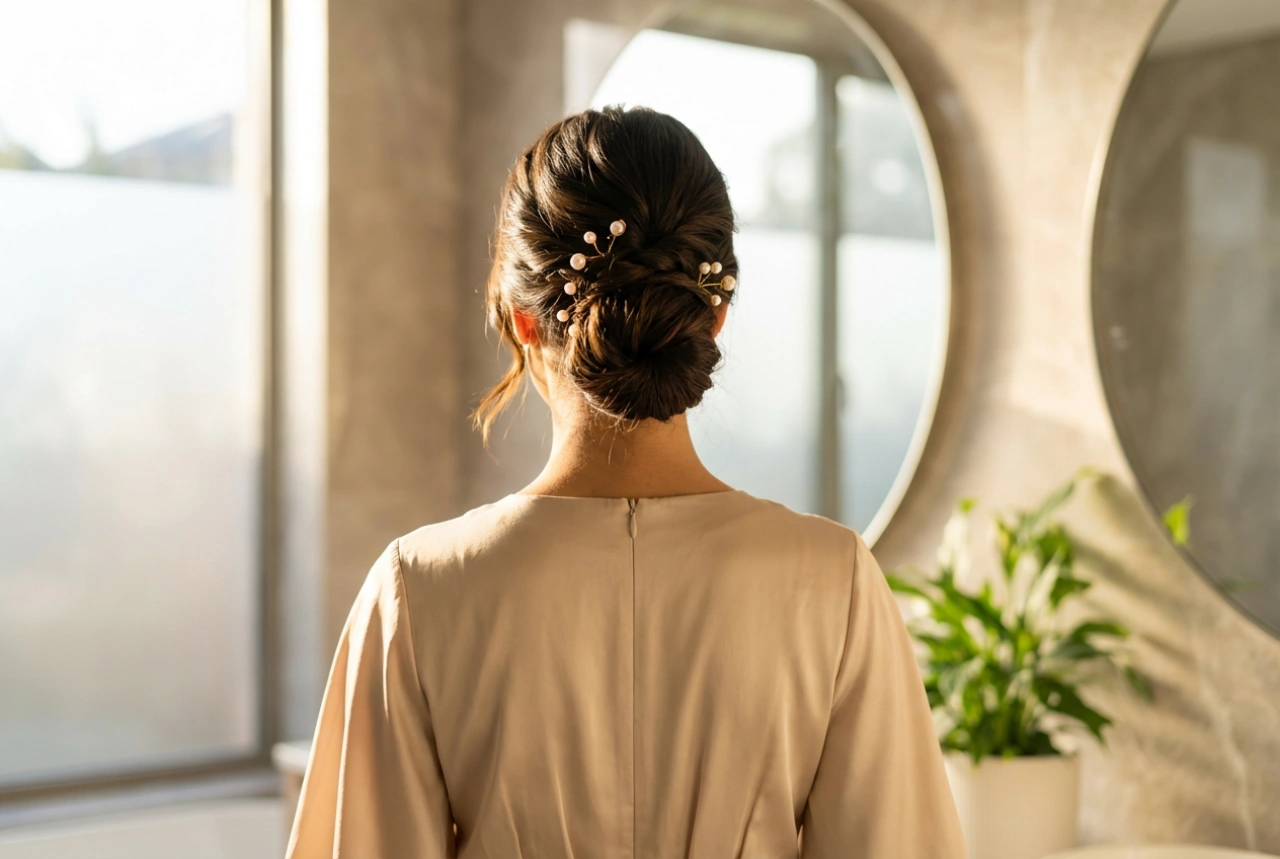 Kapsels voor een lange jurk: proporties, opsteekhoogte en accessoires