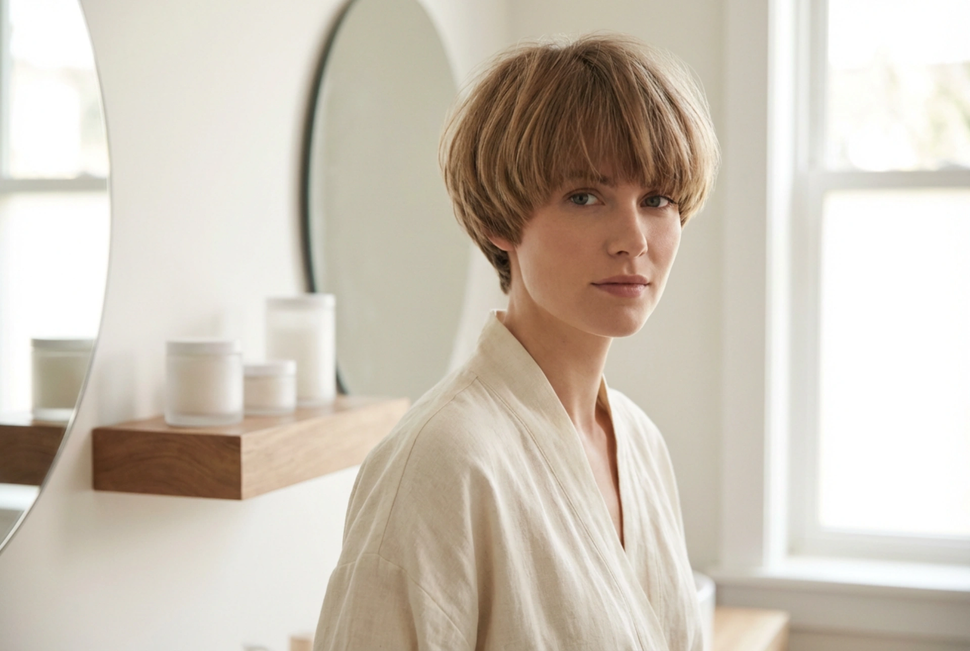 Paddenstoelkapsel voor dames: hoe je een bowl cut stylet en volume toevoegt