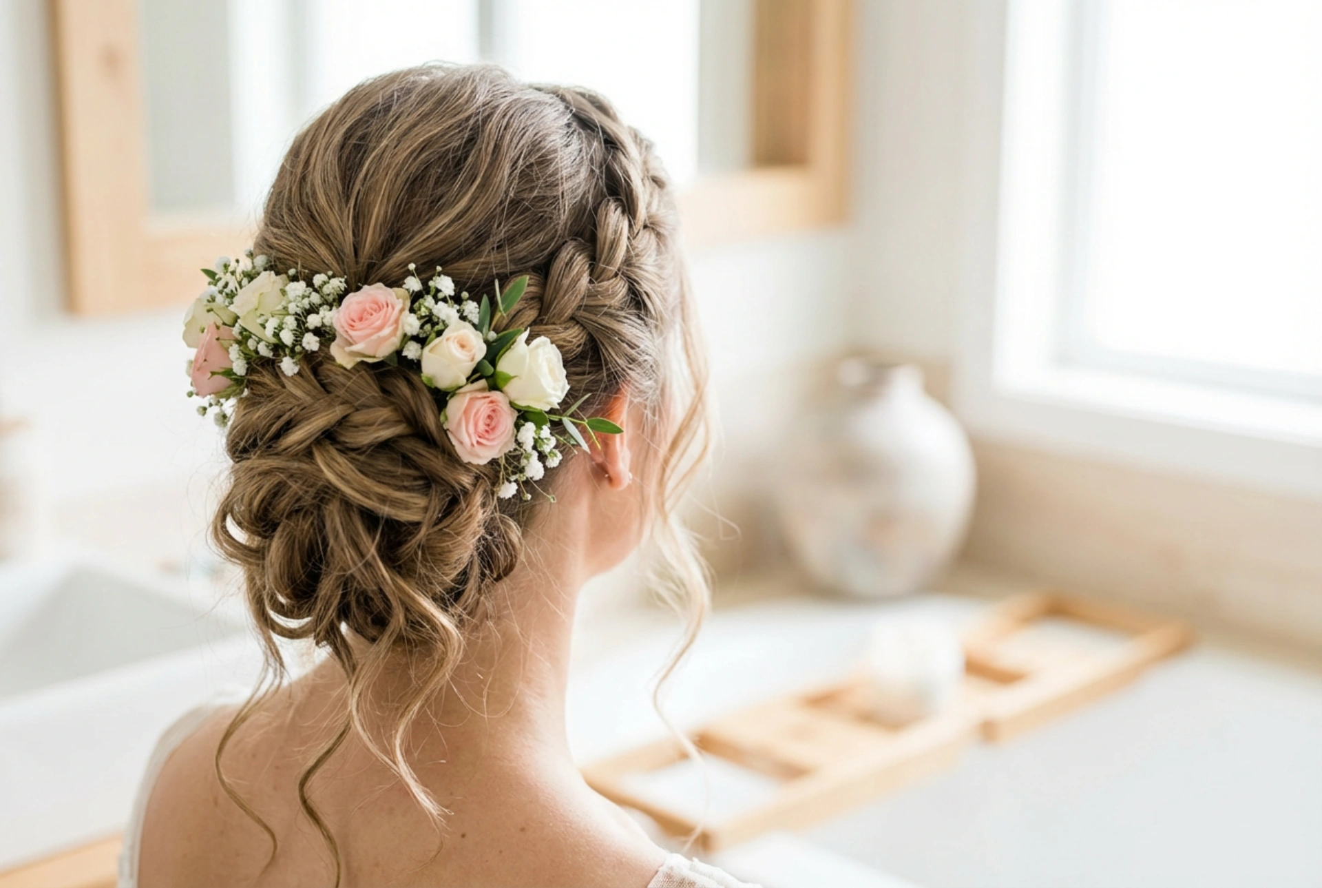 De bloemenkrans in de hoofdrol: bruidskapsels met een krans en hun houdbaarheid