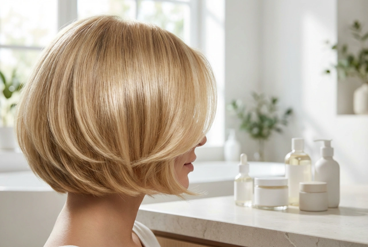 Korte blonde bob: hoe je glans en volume toevoegt zonder beschadiging