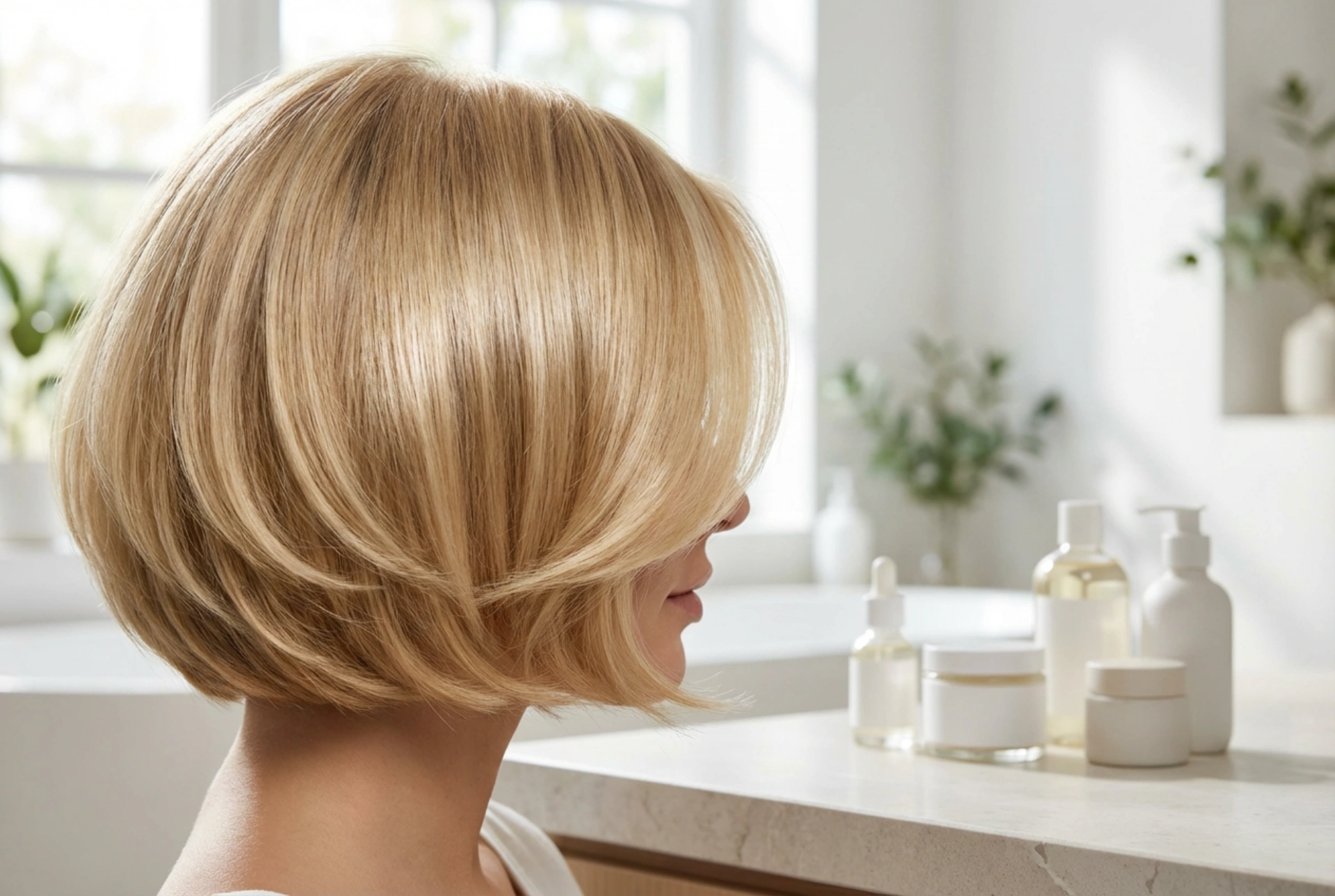 Korte blonde bob: hoe je glans en volume toevoegt zonder beschadiging