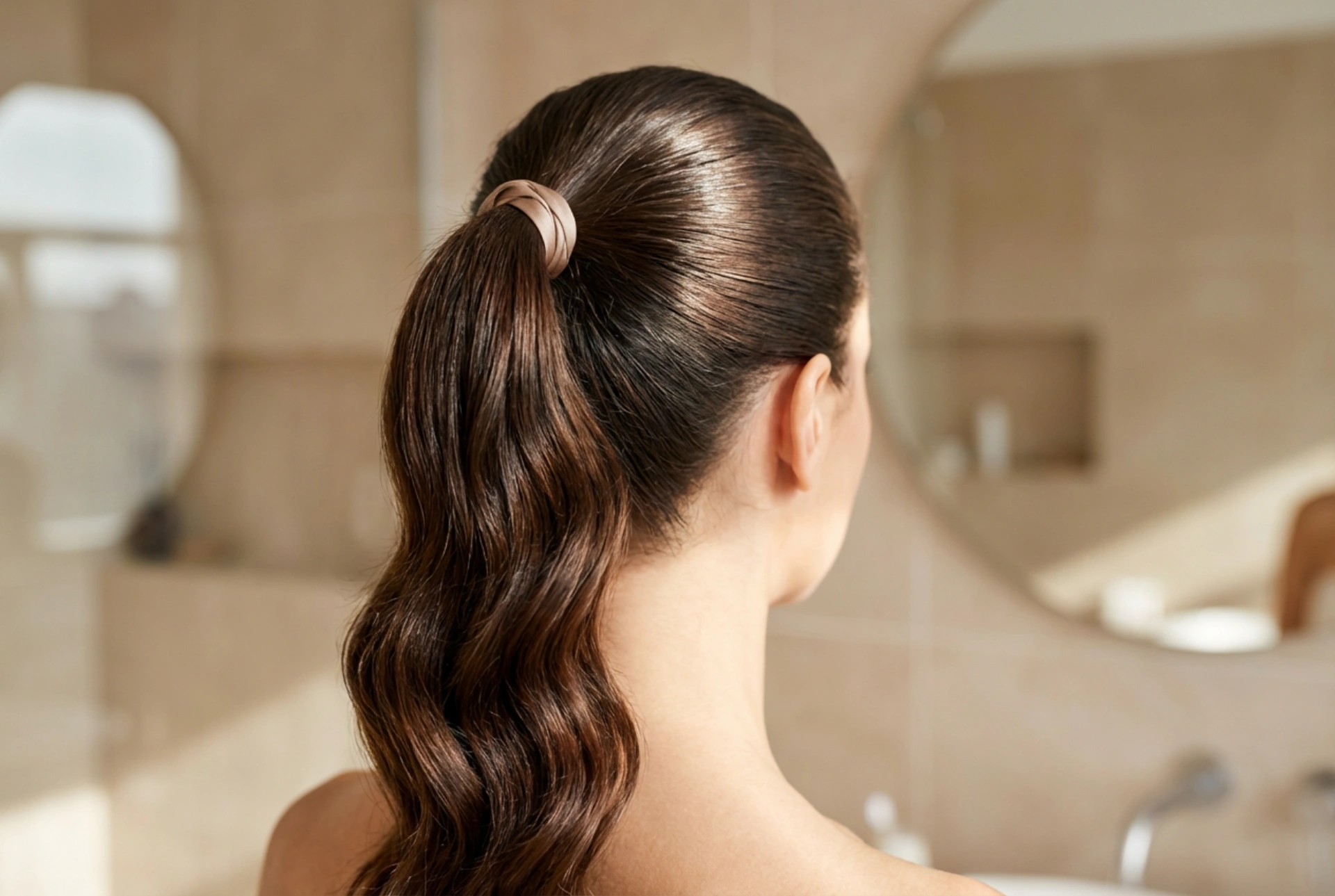 Snel feestkapsel: golven, hoge paardenstaart en wetlook finish