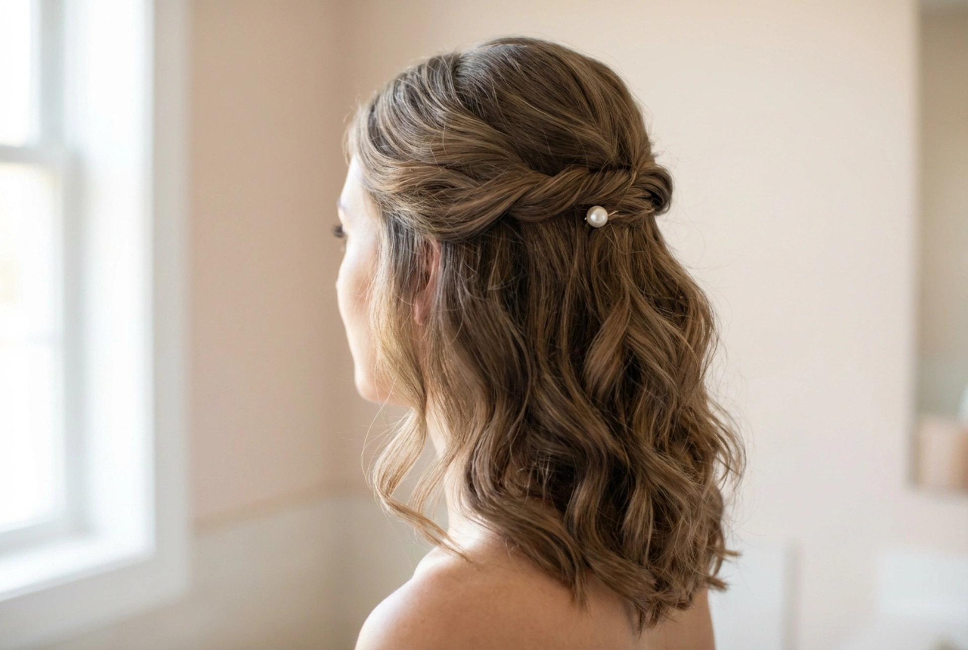 Bruidskapsels voor schouderlang haar: eenvoudige opsteekkapsels en half-opgestoken looks