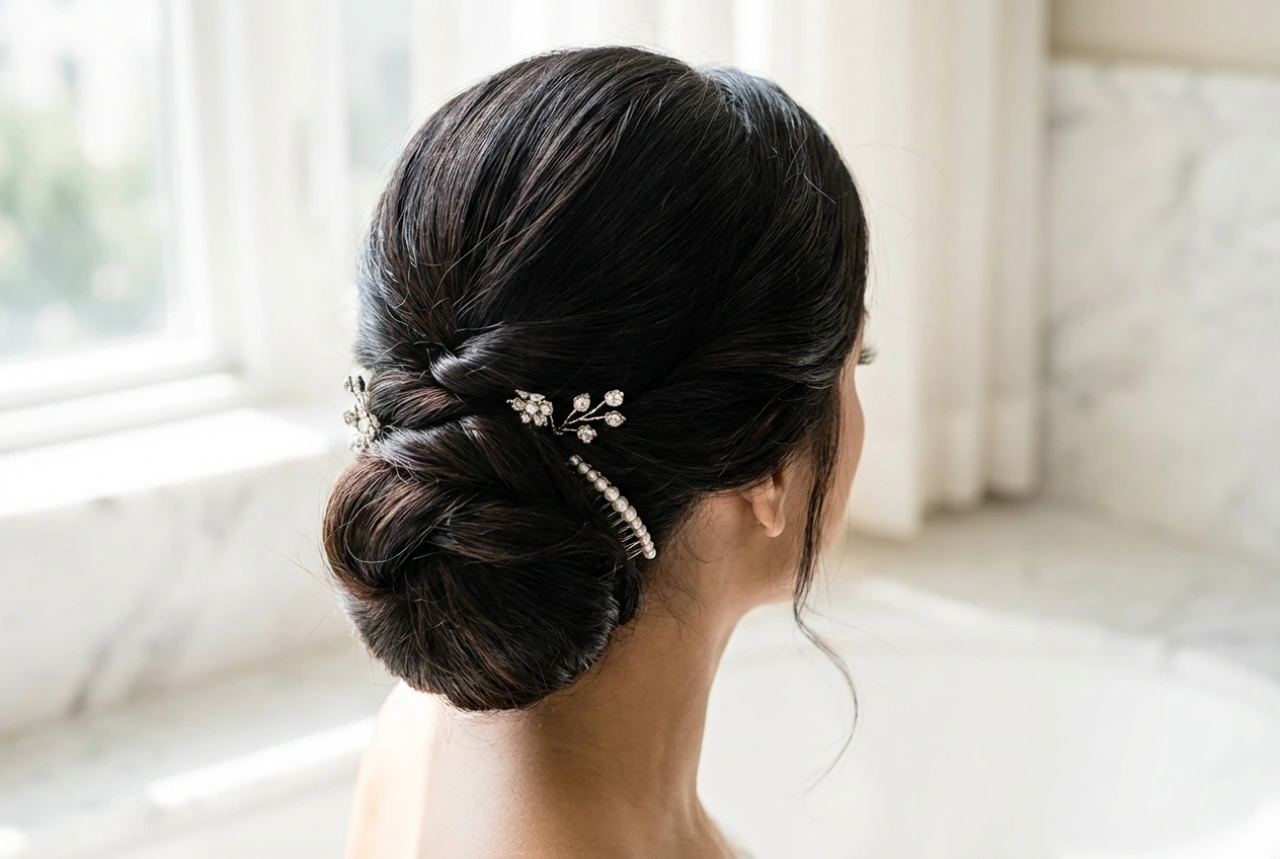 Bruidskapsels: een langdurig opgestoken kapsel, controle over babyhaar en accessoires