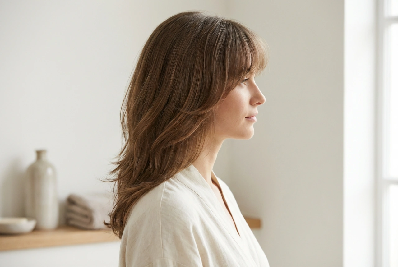 Gelaagd haar met een pony: de snit, het combineren van lagen en styling