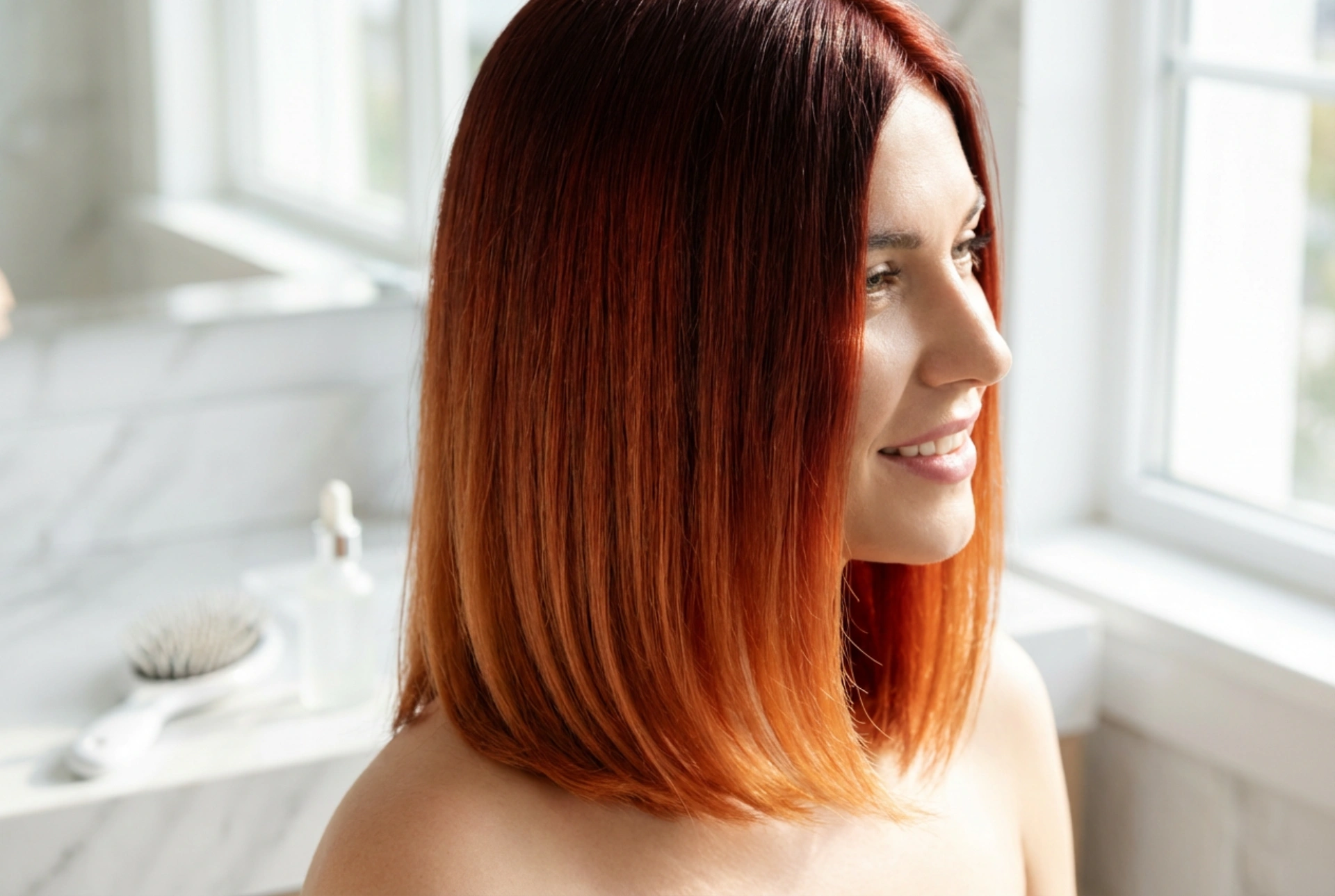 Rode ombre op kort haar: creatie, tonen en verzorging