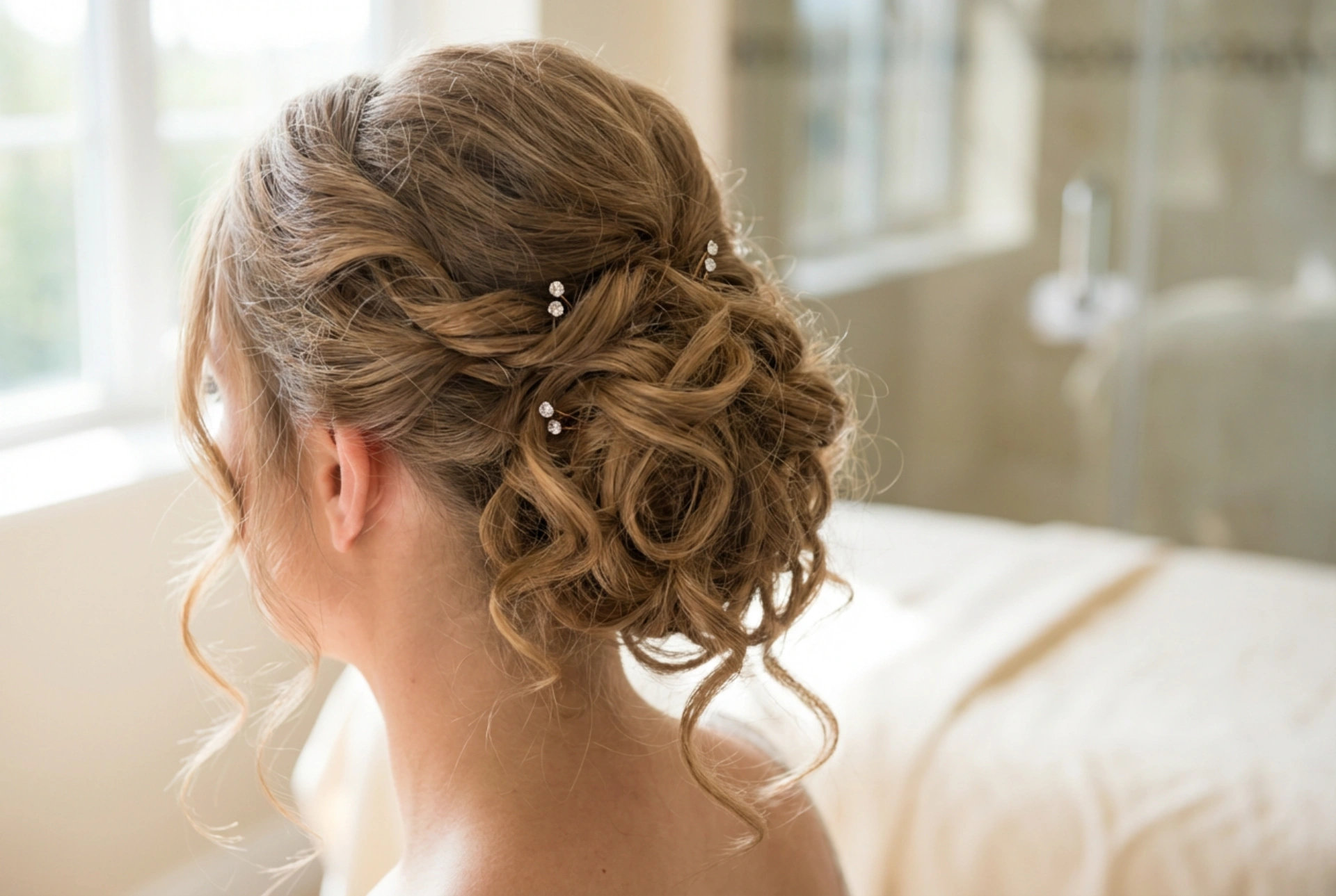 Dameskapsel voor een bruiloft: langhoudende krullen, opsteekkapsels en accessoires