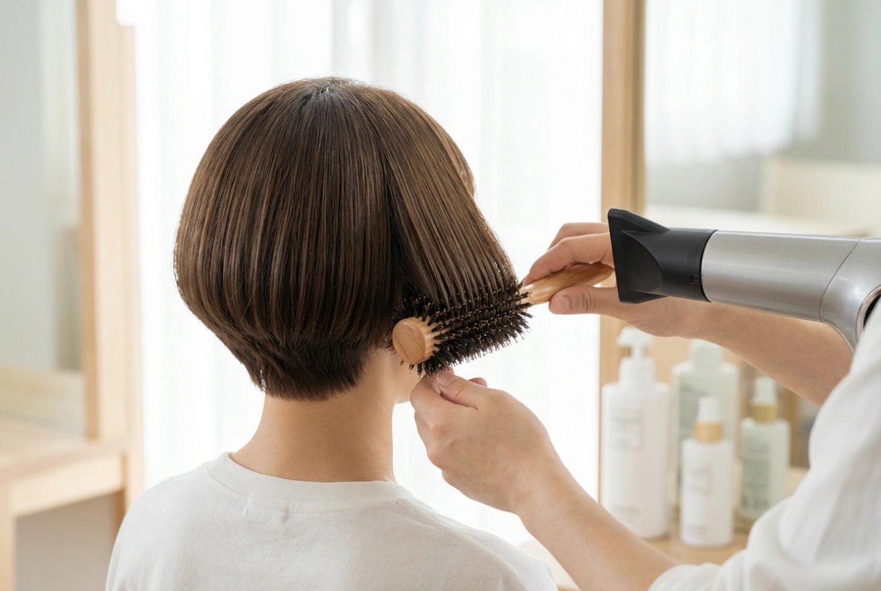 Hoe de achterkant te stylen: een paddenstoelkapsel van achteren met een föhn en borstel