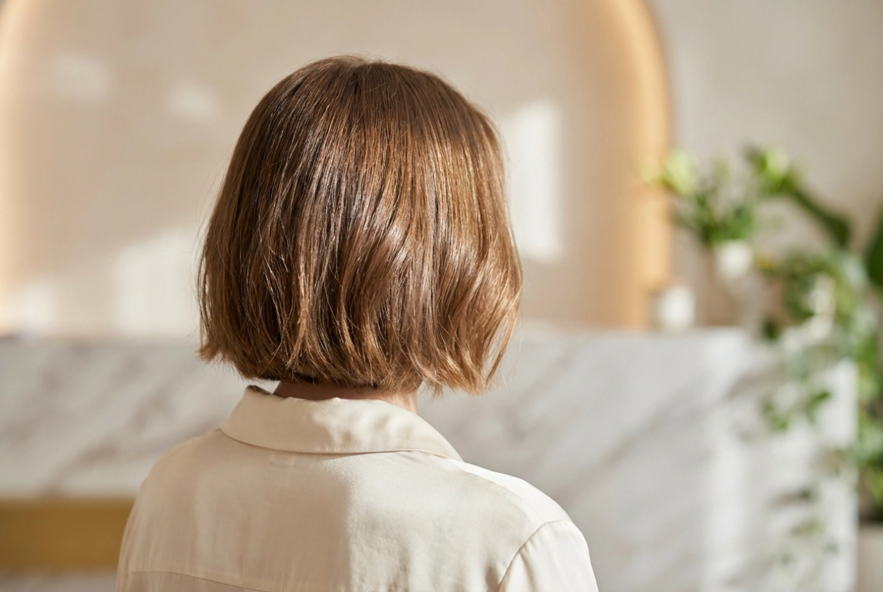 De kracht van textuur: een bruiloftskapsel voor kort, glanzend haar