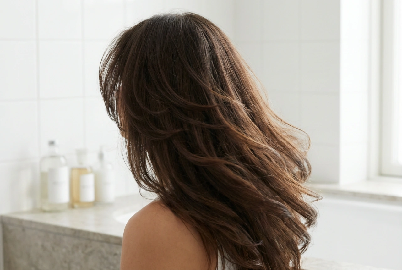Gevederde lagen in lang haar: hoe je structuur en volume accentueert