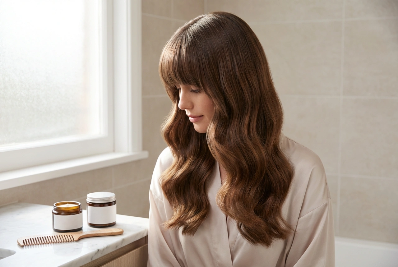 Lang haar en een kapsel met pony: golven, gladmaken, fixeren