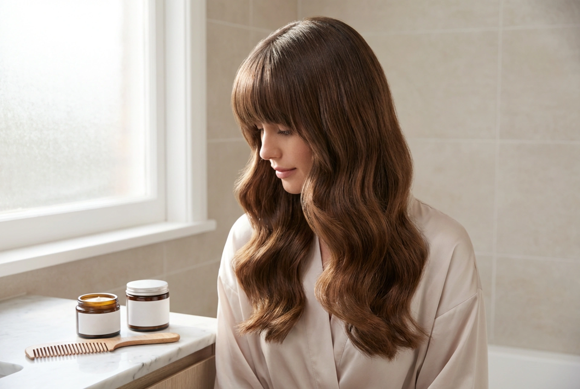 Lang haar en een kapsel met pony: golven, gladmaken, fixeren