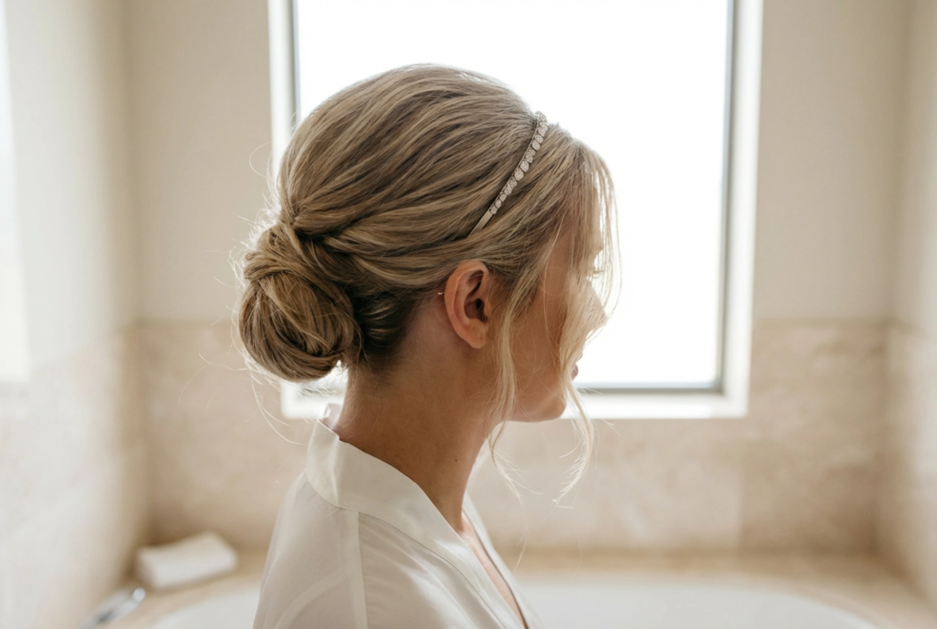 Bruidskapsel met haarband: hoe kies en bevestig je hem zodat hij de hele dag blijft zitten