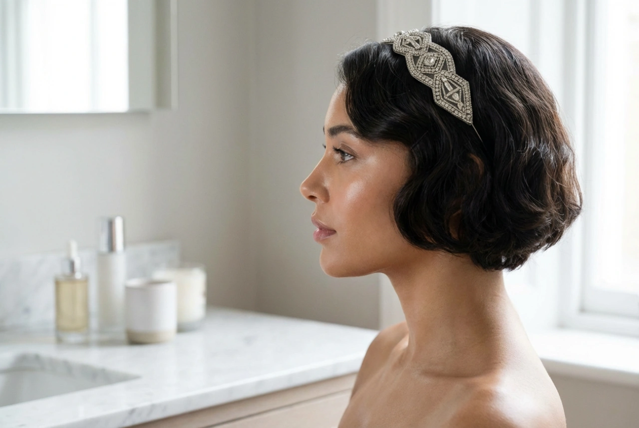 Kapsels uit de jaren 20 voor kort haar: bob, golven en een elegante haarband