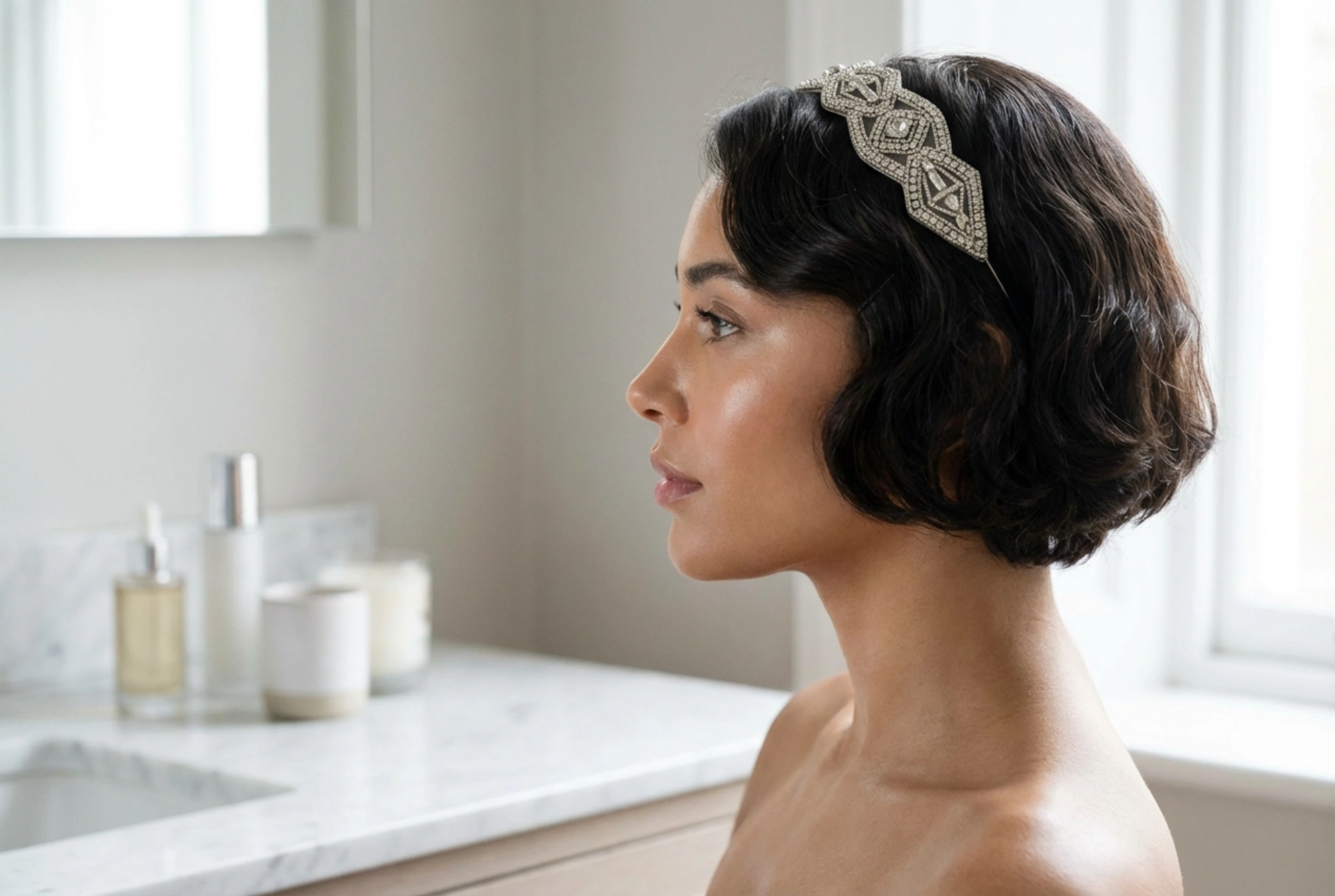 Kapsels uit de jaren 20 voor kort haar: bob, golven en een elegante haarband