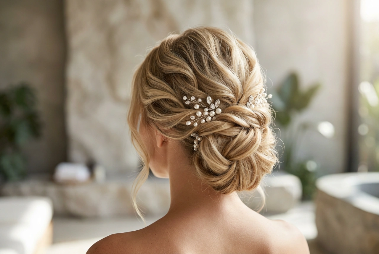 Opgestoken krullen voor een bruiloft: elegante kapsels stap voor stap