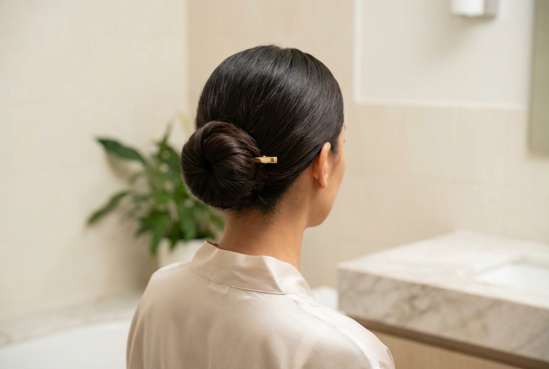 Gladde trouwknot: haarvoorbereiding, perfecte gladheid en sterke fixatie