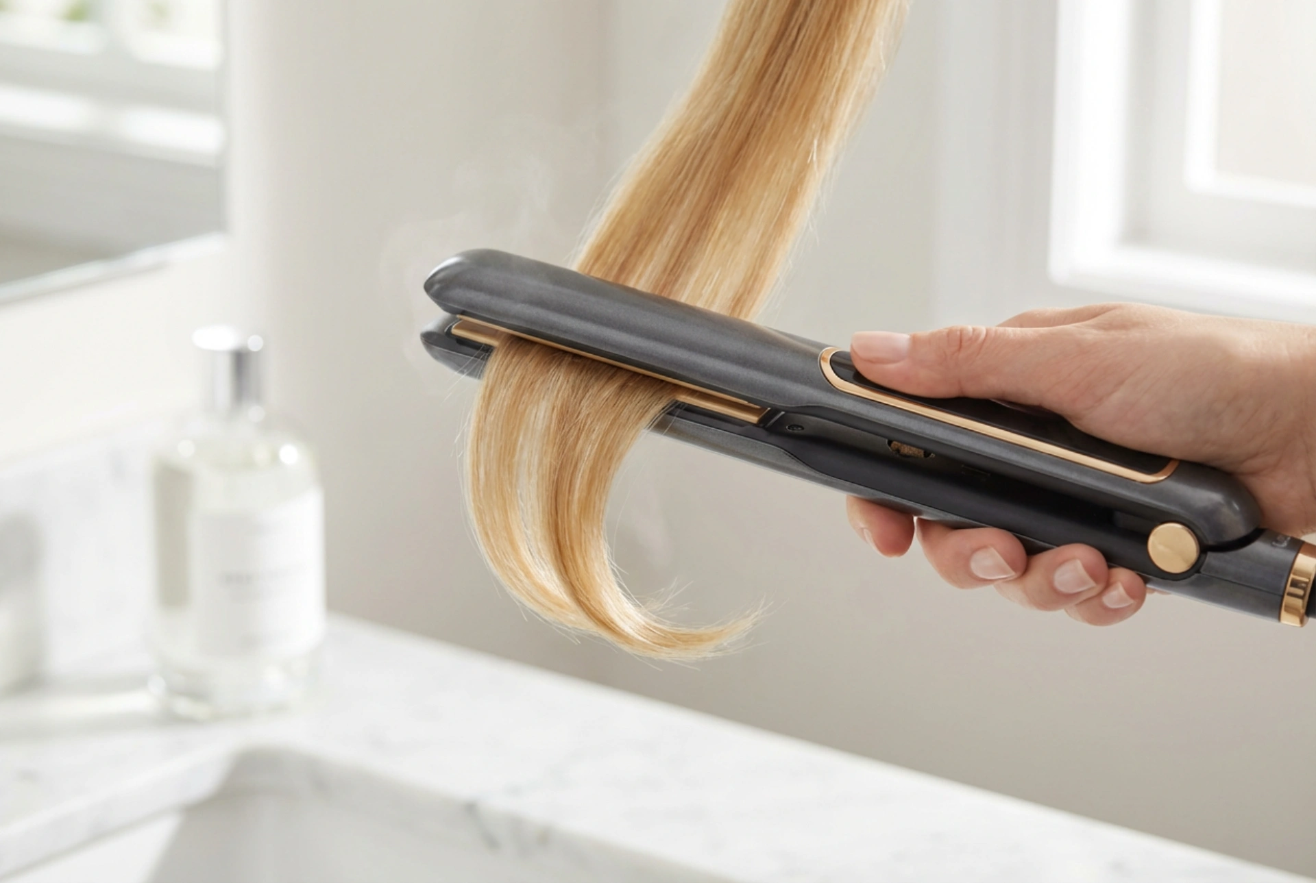 Stijltang voor de pony: gladmaken, subtiel krullen en bescherming van de haarpunten