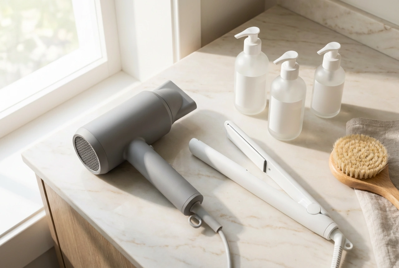 Föhn en stijltang in een set: stylingplan van wassen tot finish