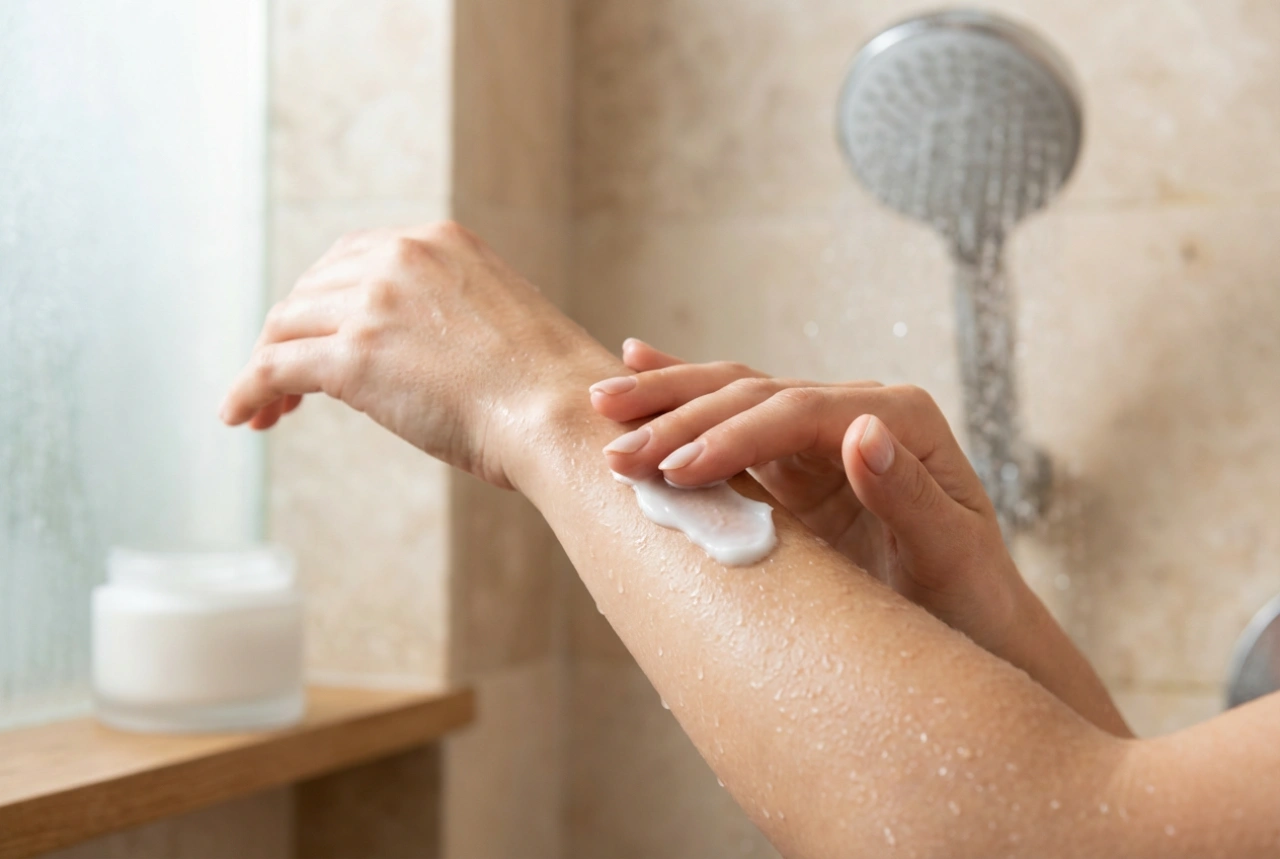 Onder de douche: bodylotion, aanbrengen op een natte huid en afspoelen