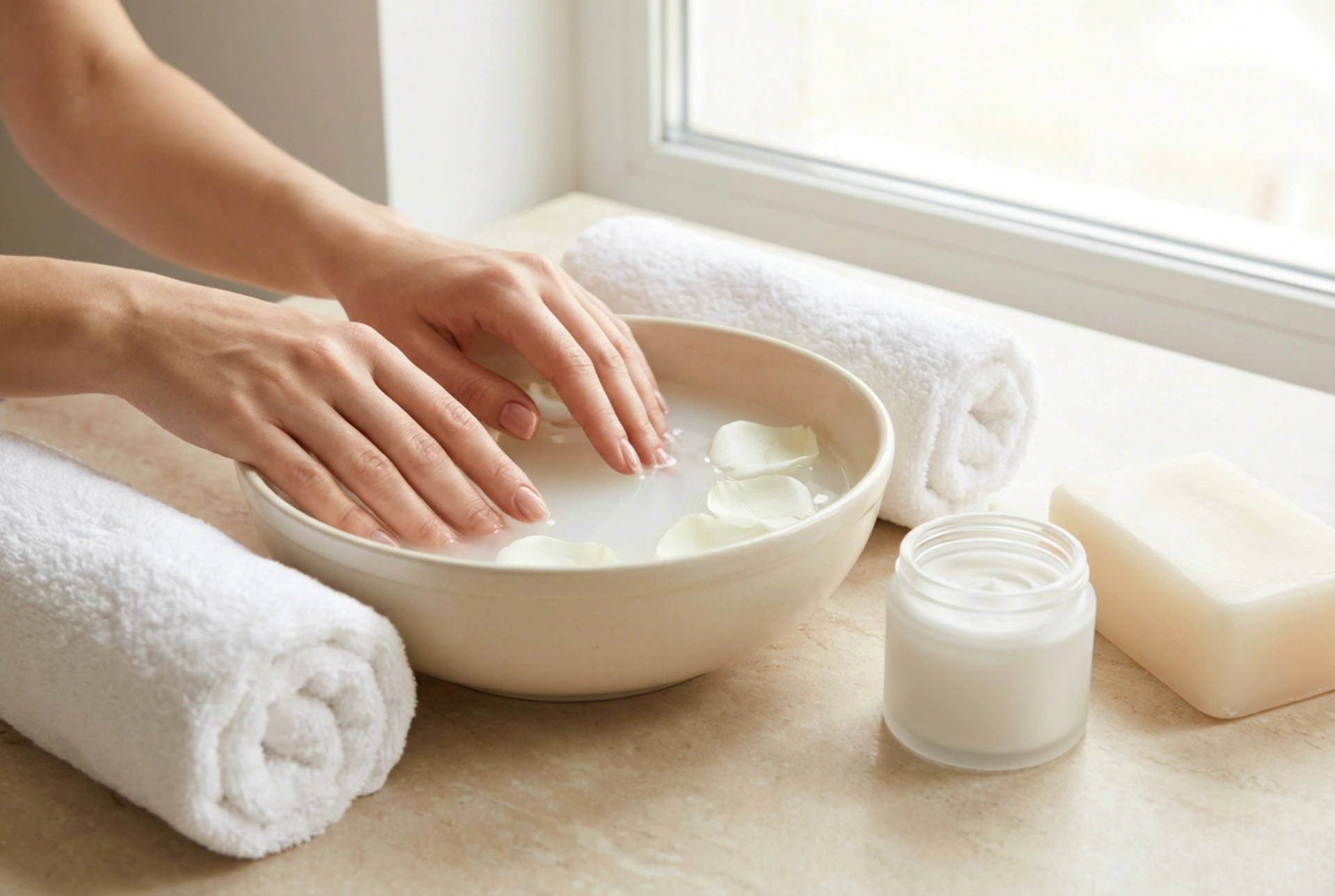 Handverzorging thuis: baden, paraffine, maskers en crèmes