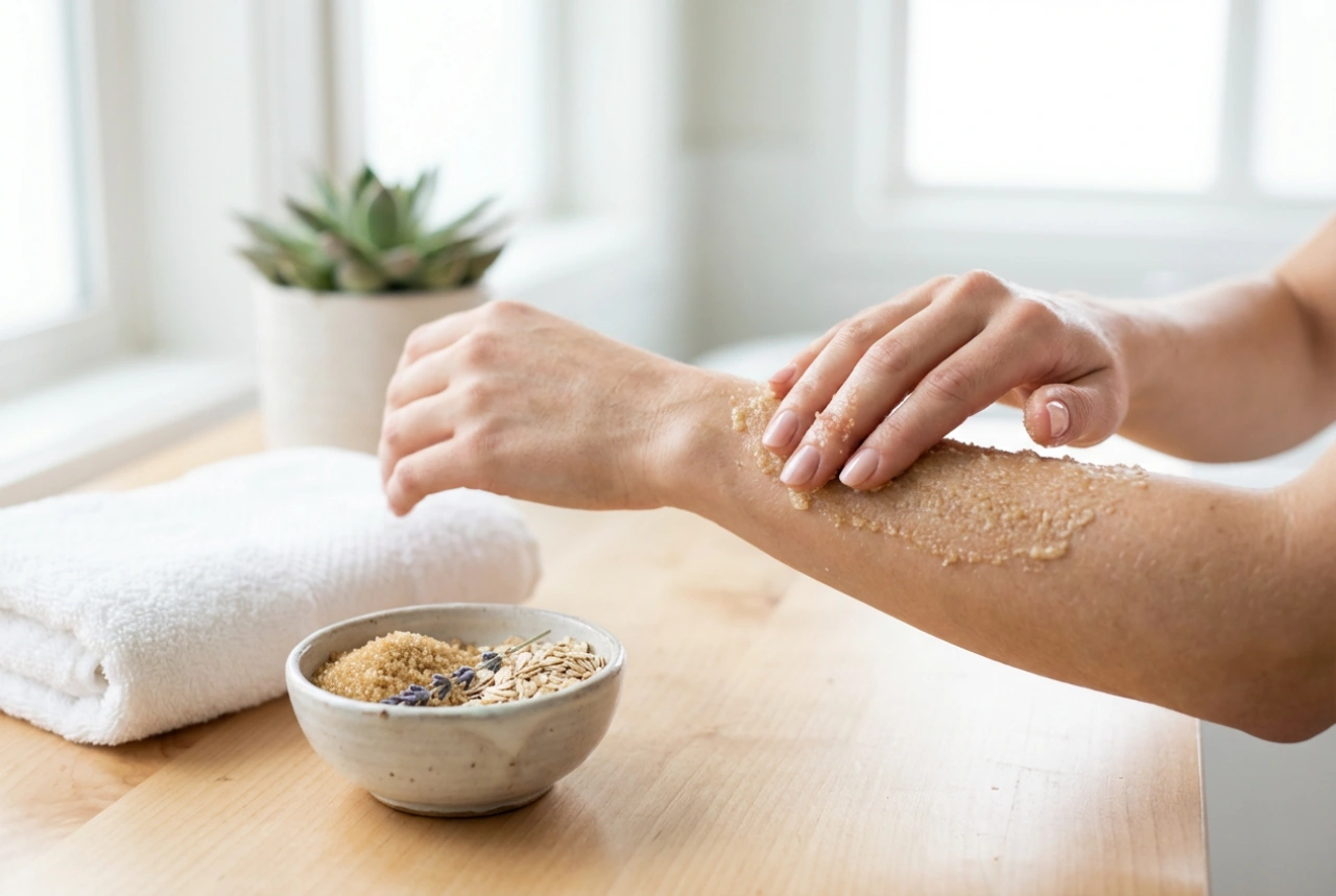 Zachte handscrub voor thuis: huidvoorbereiding en massage