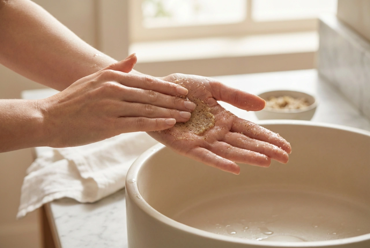 Snelle handpeeling: natuurlijke ingrediënten en massagetechniek