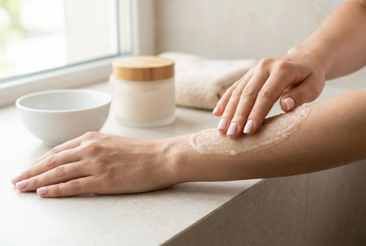 Lichaamsscrub: hoe kies je de juiste korrelgrootte en scrub je zonder irritatie