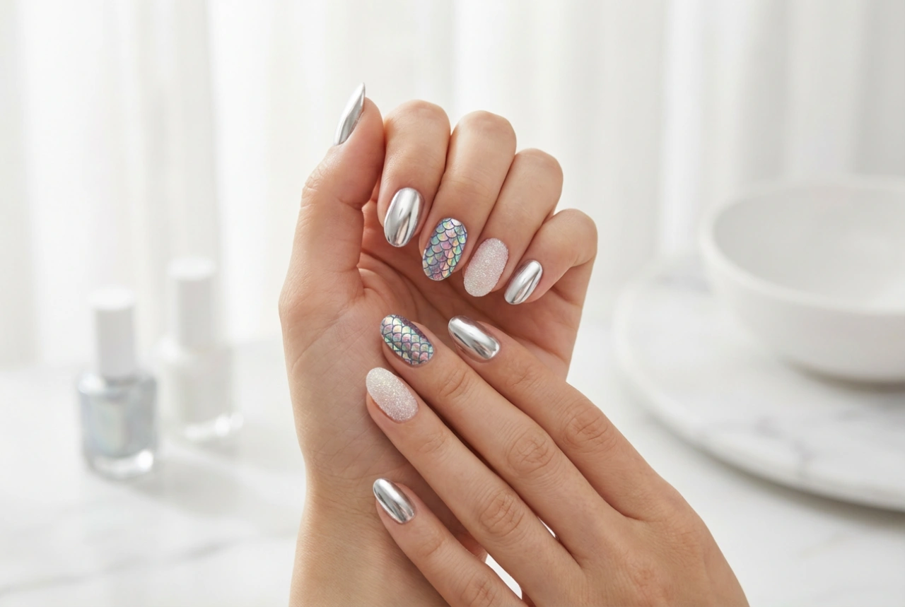 Nagels met poeder: het aanbrengen van spiegel-, zeemeermin- en suikereffecten