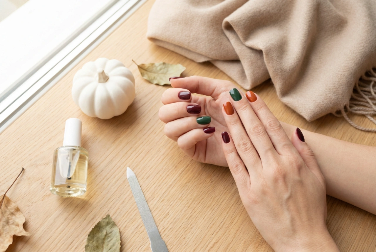 Herfst gellak manicure: voorbereiding van de nagelplaat, kleurkeuze, afwerking