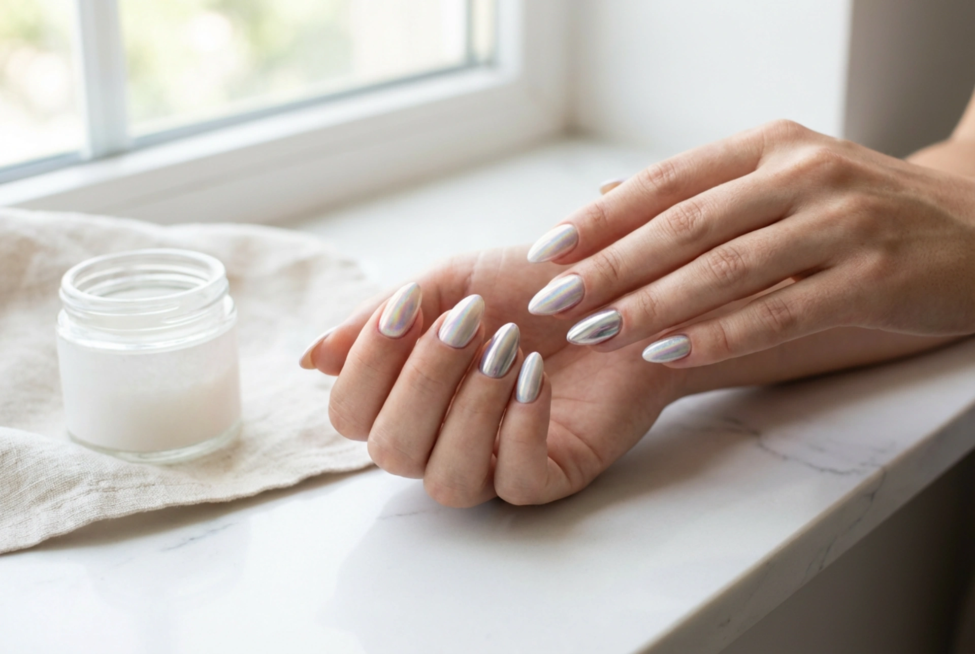 Gel nagellak met pigmentpoeder: spiegel-, zeemeermin- en holo-effect zonder strepen