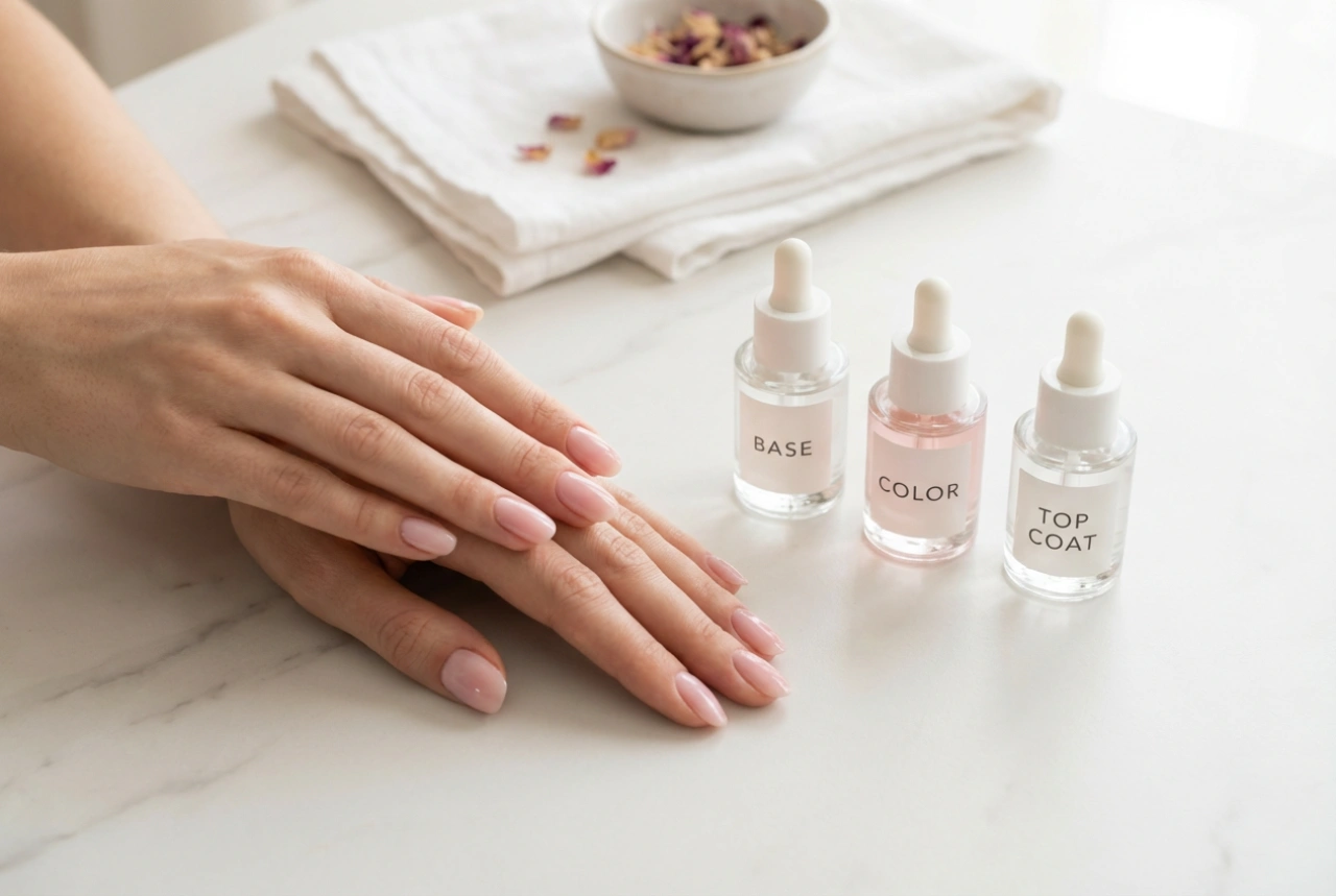 Klassieke hybride nagels: basecoat, kleur, topcoat en de meest gemaakte fouten