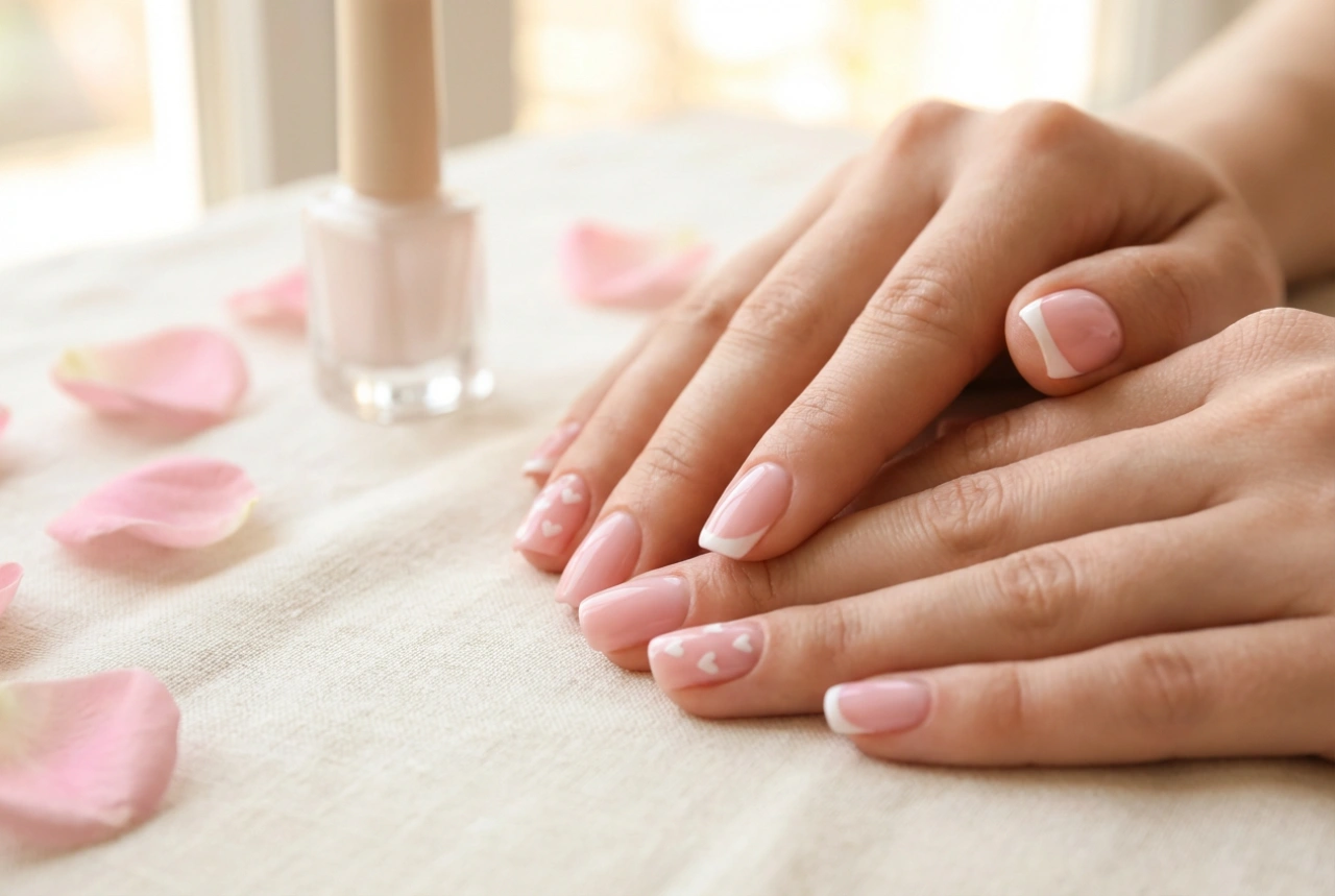 Valentijnsmanicure thuis: hartjes, french en eenvoudige versieringen
