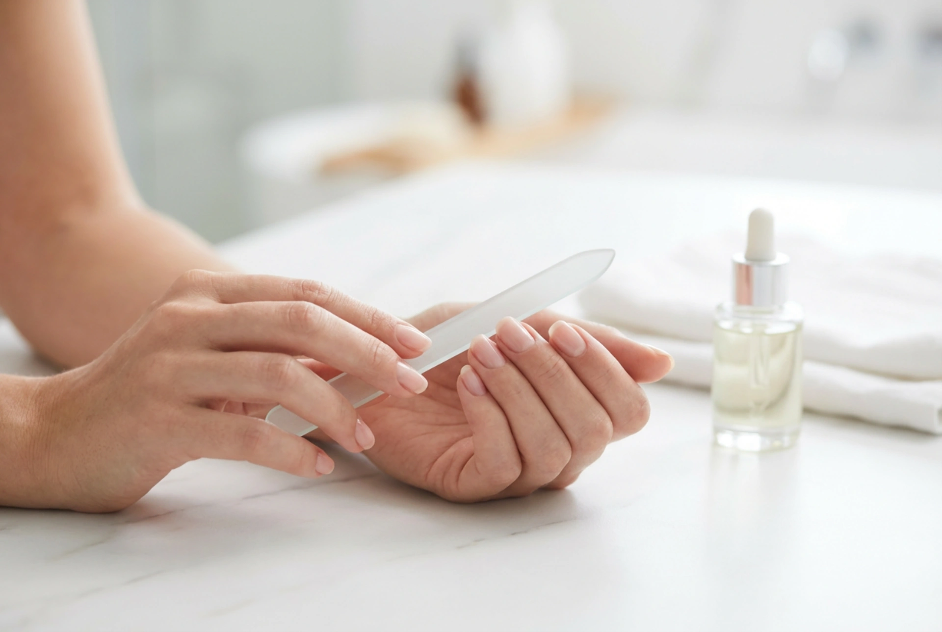 Glazen nagelvijl in manicure: vijltechniek en verzorging