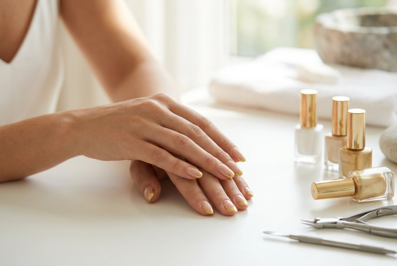 Gouden french manicure: technieken, hulpmiddelen en afwerking