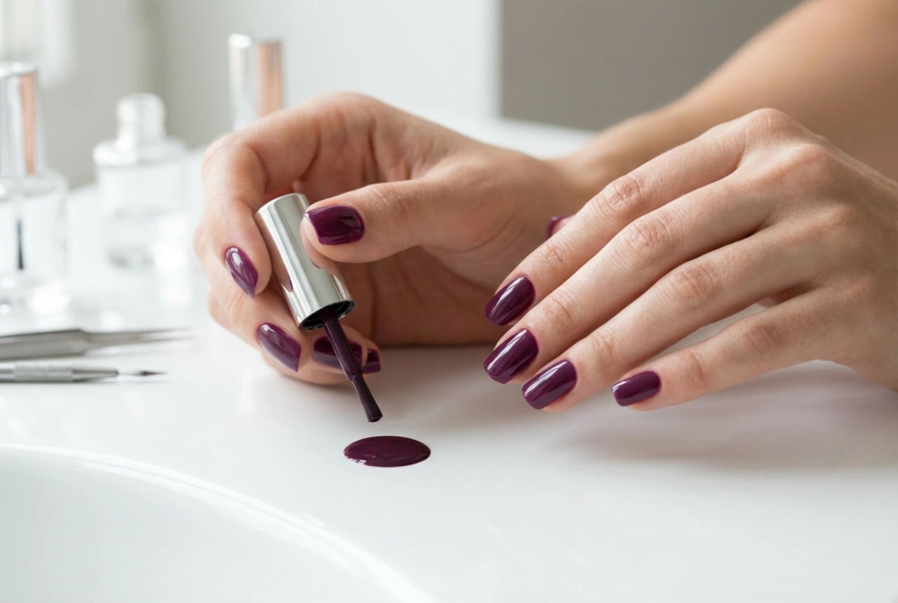 Pruimkleurige gellak: voorbereiding, applicatie en nail art