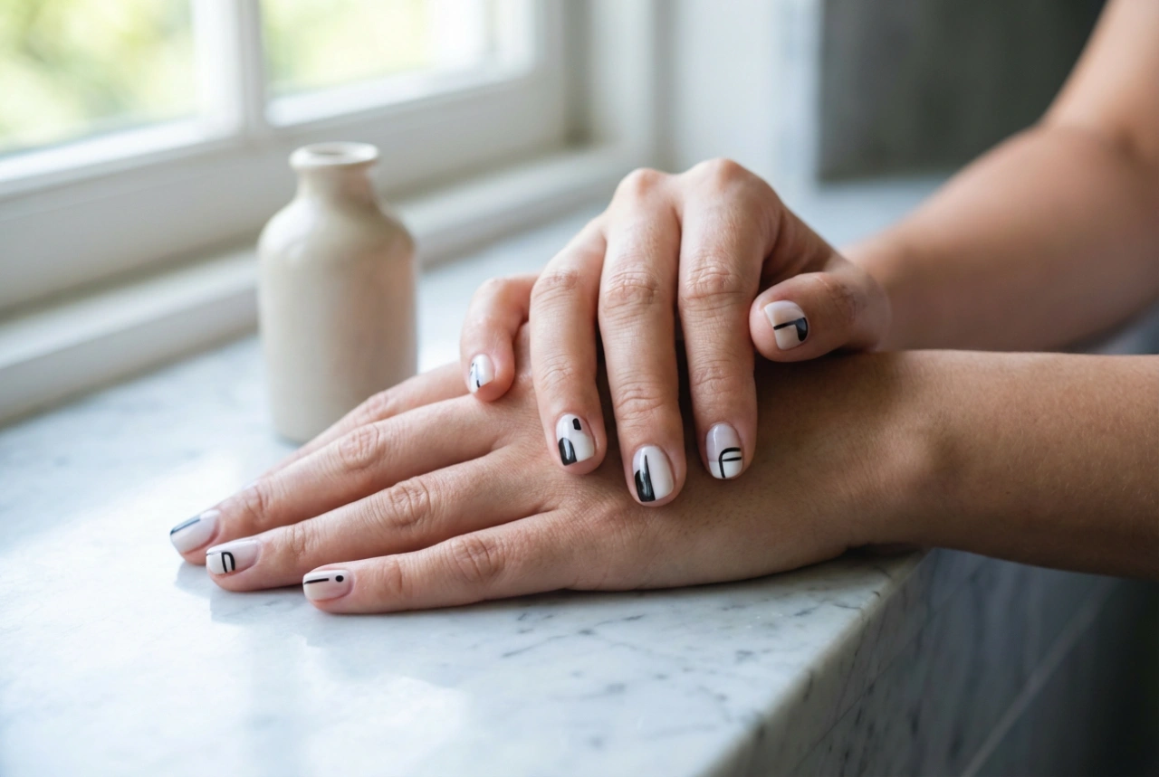 Zwart-witte nagels: contrasterende combinaties en precieze lijnen