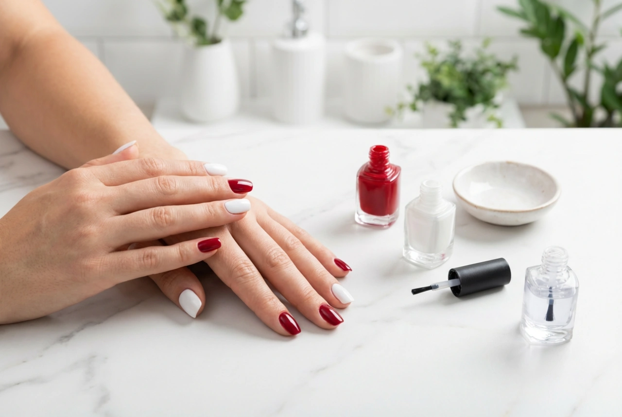 Hoe maak je wit-rode nagels: gelijkmatige dekking en bescherming