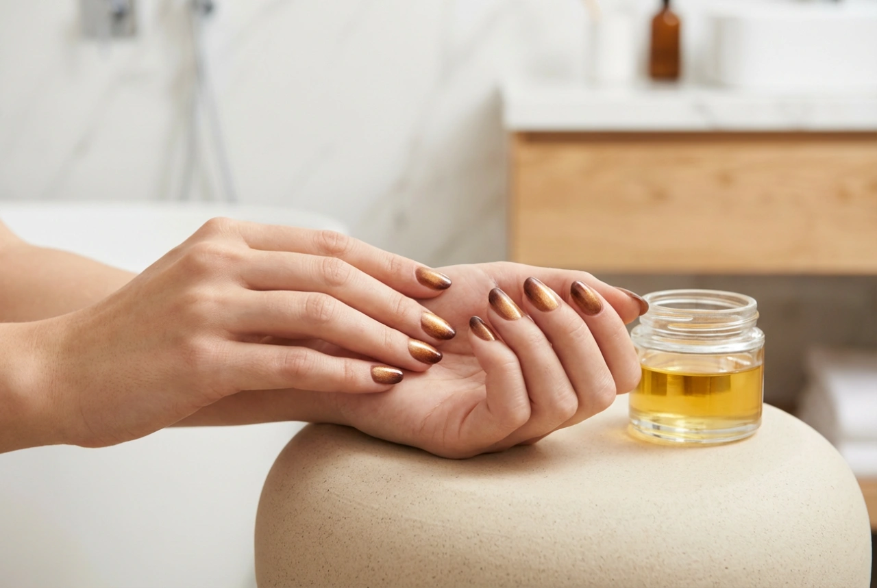 Bruin-gouden nagels: een warme kleurencombinatie stap voor stap