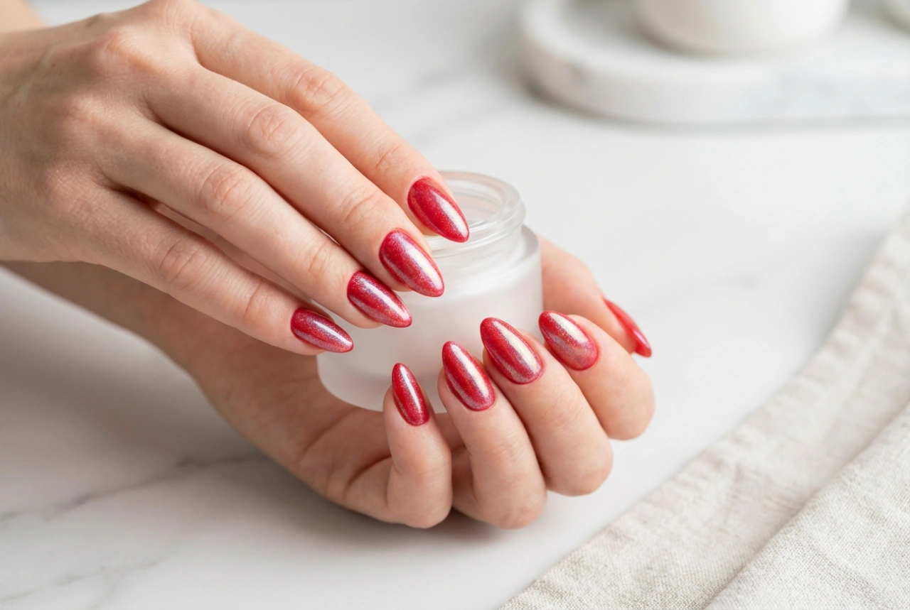 Poeder op rode nagels: spiegeleffect, zeemeermineffect en applicatietechnieken