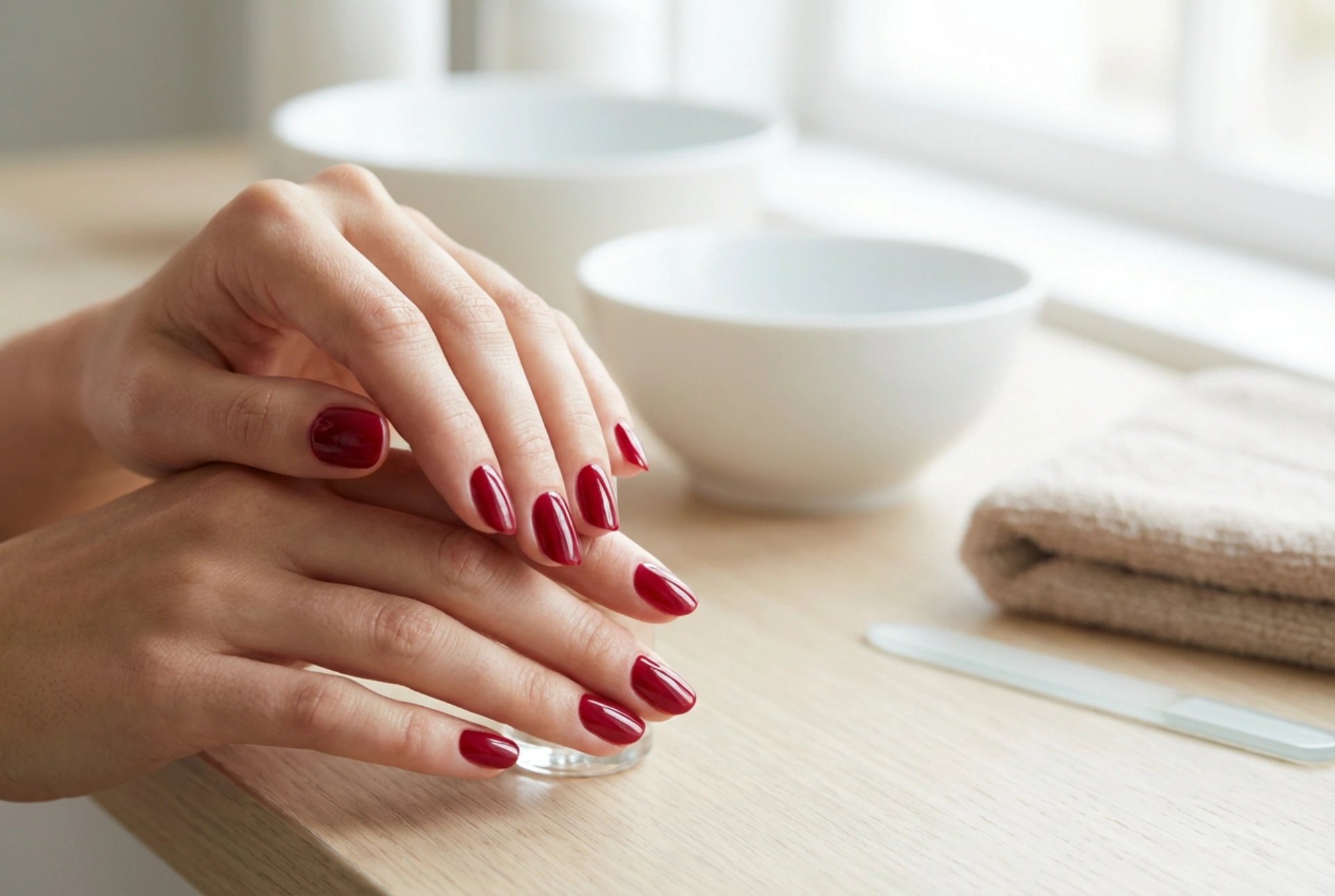 Rode gelnagels stapsgewijs: opbouw, kleur en hoogglans