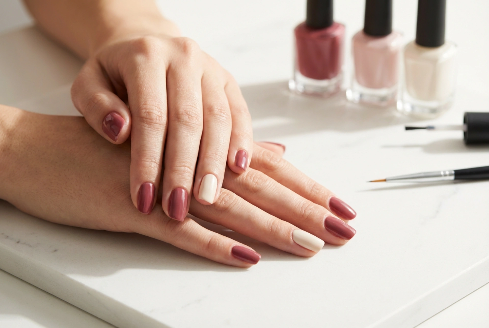 Tweekleurige nagels: 5 eenvoudige manieren om kleuren te combineren