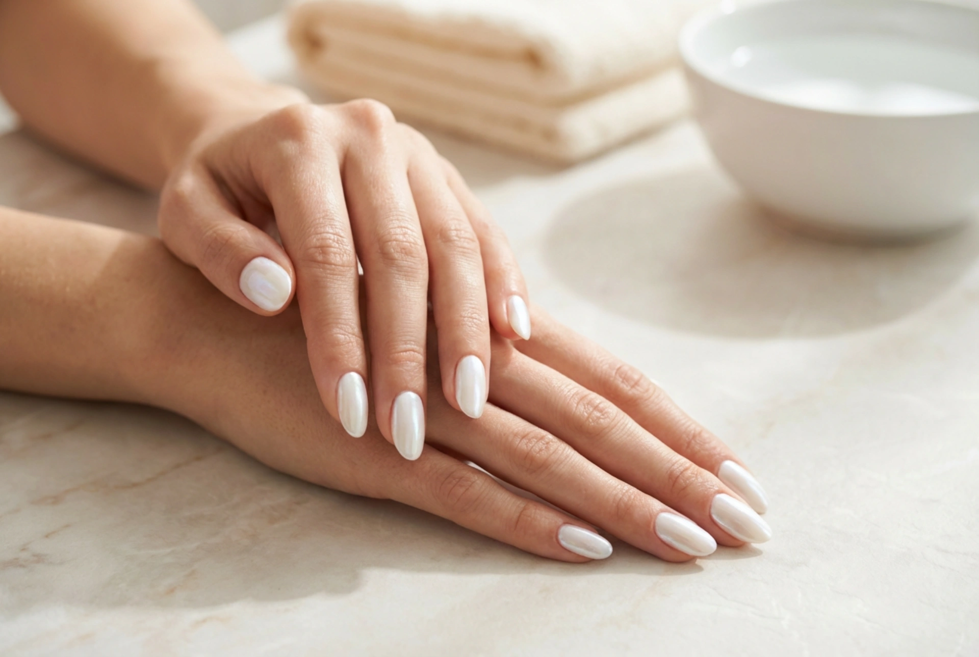 Parelmoer witte nagels: hoe creëer je het schelp- en spiegeleffect