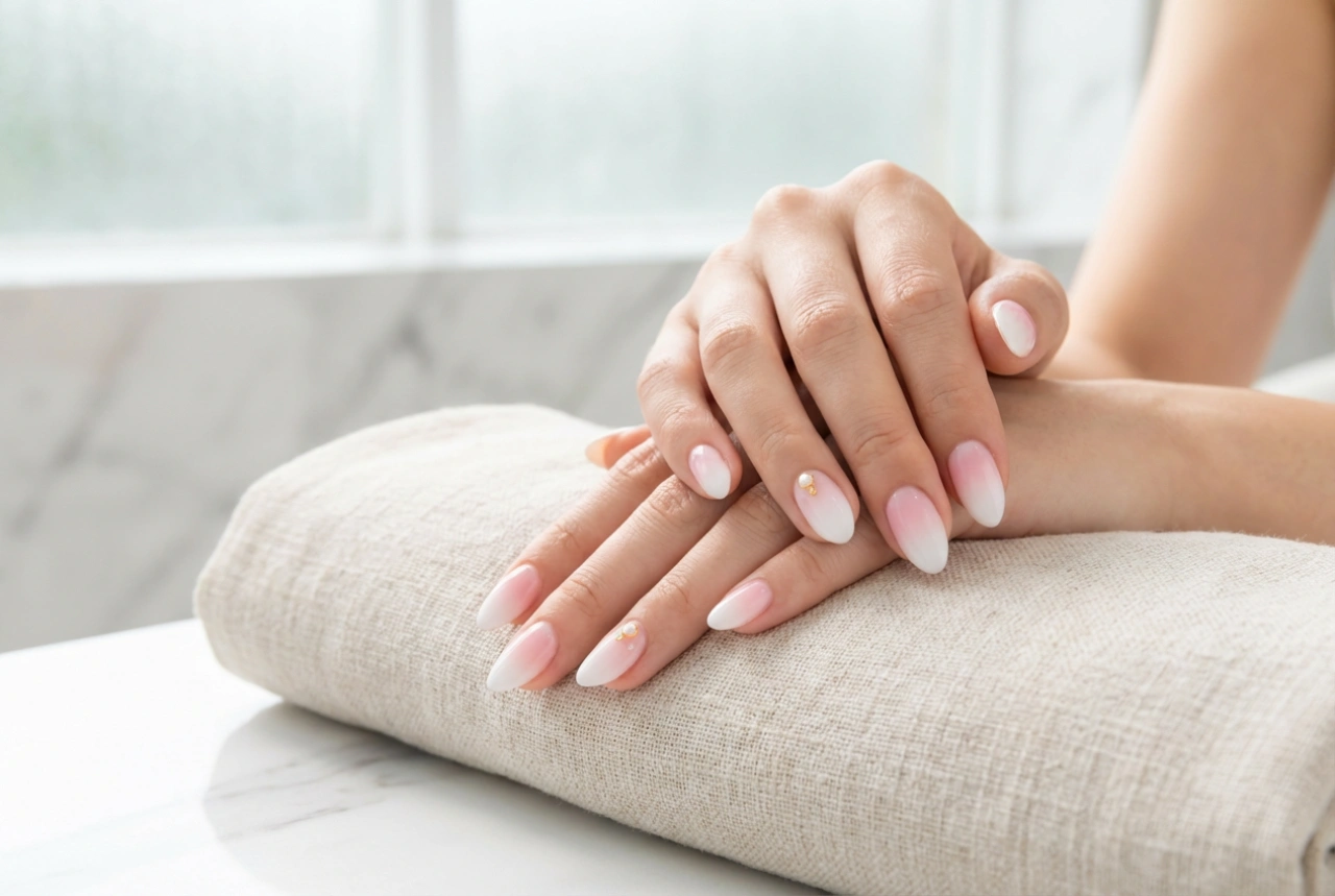 Witte en roze nagels: subtiele combinaties, ombre en versieringen