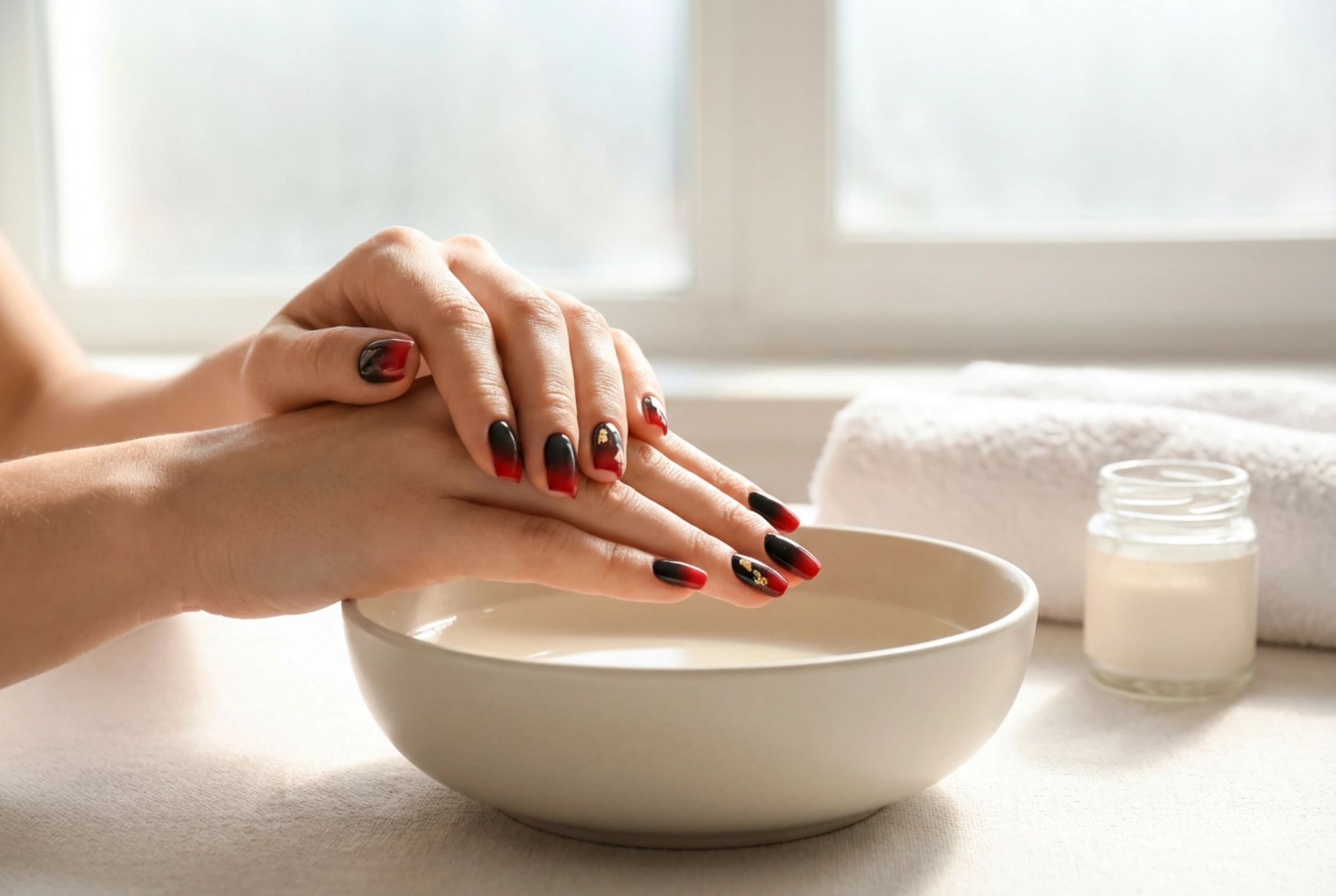 Zwarte en rode nagels: een elegant duo, verloop en versieringen