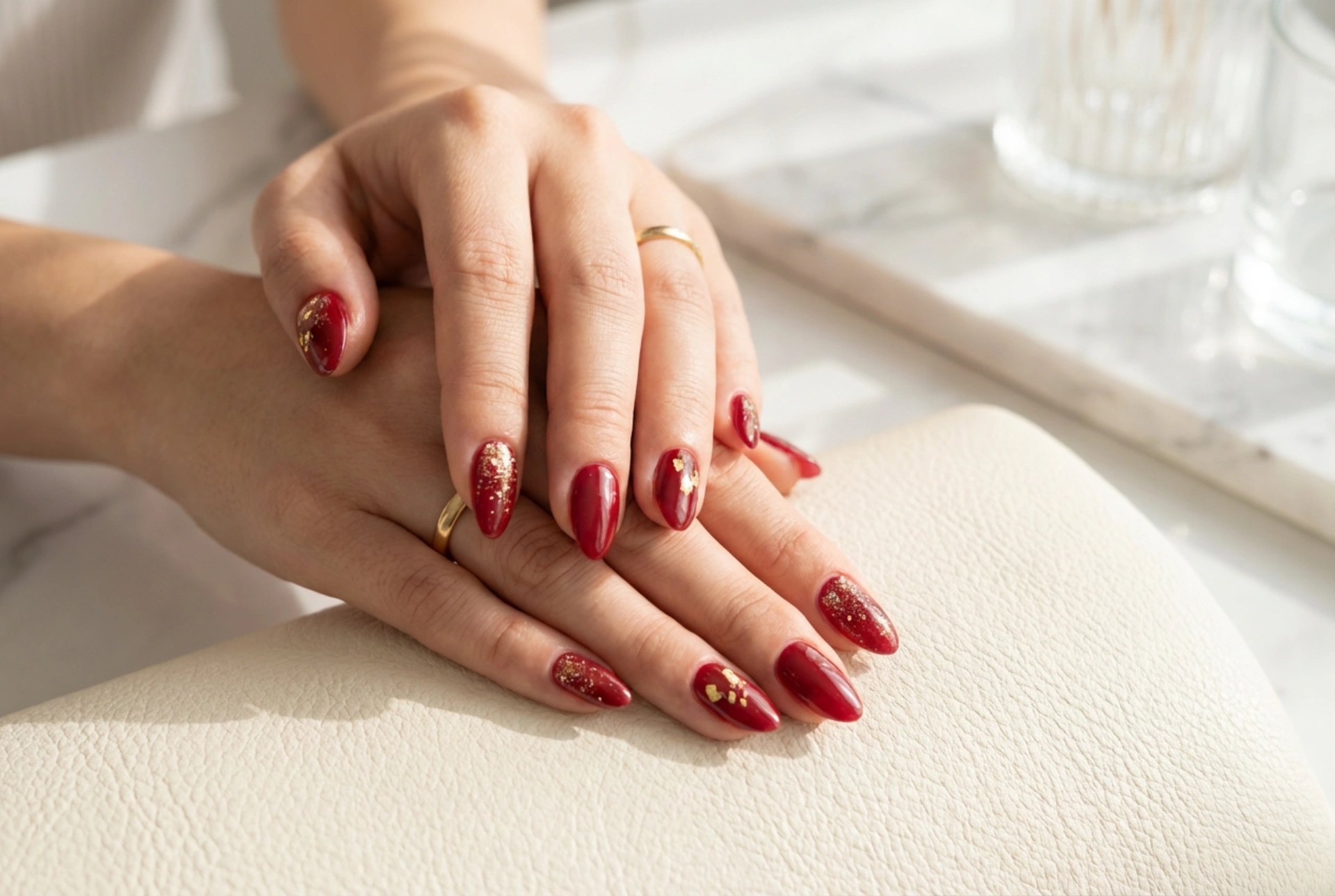 Rode Nagels met Goud: Glitter, Folies en Versieringen Stap voor Stap