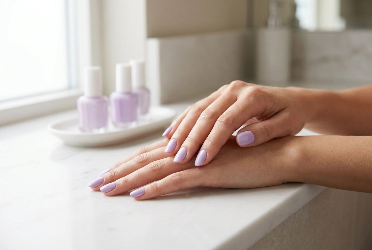 Pastelpaarse nagels: een delicate manicure stap voor stap, zonder strepen